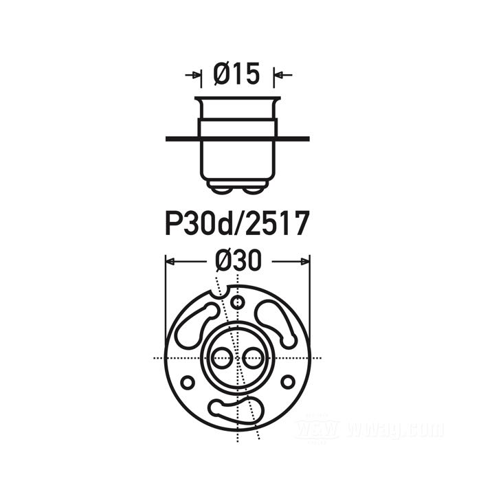 Headlight complete; fits models 1935-1957 with Springer fork; steel, chrome-plated; length: 135 mm; Ø 178 mm; for headlight insert (Ø): 6-1/2”; bulb type: special dual fil.; 6 V; 35/35 W; socket: P30D/2517; pre-focus; with 6 V bulb; with insert; without position light function; replaces OEM HD 67702-35; gross weight: 1.12 kg