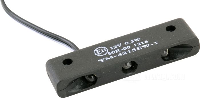Illuminazione targa; plastica; L x A x P: 44 x 12 x 7 mm; tipo di lampadina: LED; 12 V; 0.3 W; distanza dei forati di fissaggio: 32 mm; con minuteria; omologato E11; peso lordo: 20 g