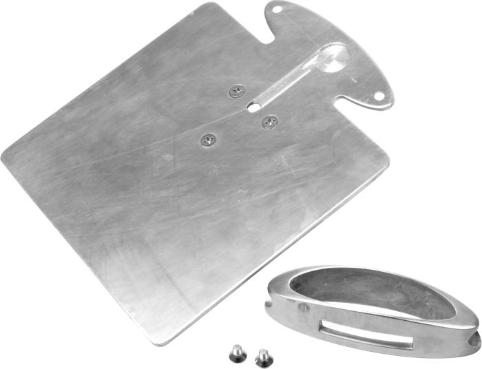 Rücklicht- und Kennzeichenhalter von VIP - Vintage Iron Parts; Aluminium, blank; Breite x Höhe: 220 x 200 mm; ohne Blinker; mit Alu-Gehäuse; mit Kennzeichenbeleuchtung; ohne Rücklicht; Montagefläche: plan; Deutschland; Bruttogewicht: 1 kg