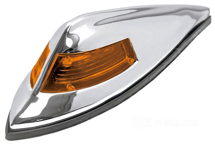 Luz de guardabarros »Old Style«; aluminio fundido, naranja, cromado; L x A x A: 180 x 60 x 50 mm; tipo de bombilla: T4W; 12 V; casquillo: BA9s; peso bruto: 270 g