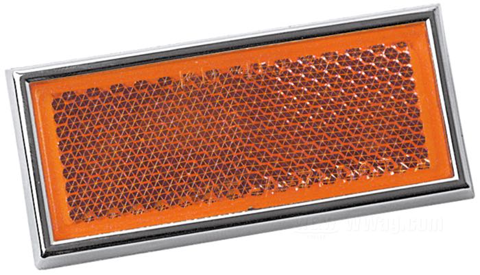 Catarifrangente; atto per modelli 1991→; plastica / vetro acrilico, arancione; lunghezza x larghezza: 76 x 38.5 mm; rimpiazza OEM HD 59254-91; omologato E17; Finlandia; peso lordo: 20 g