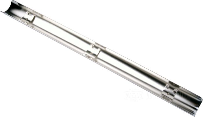 Heat shield; for Paughco Independent Crossover 2-2 Header Pipes; fits FXST/FLST 1985-1999; lower right, without notch; steel, chrome-plated; length: 60 cm; with clamps; gross weight: 530 g
