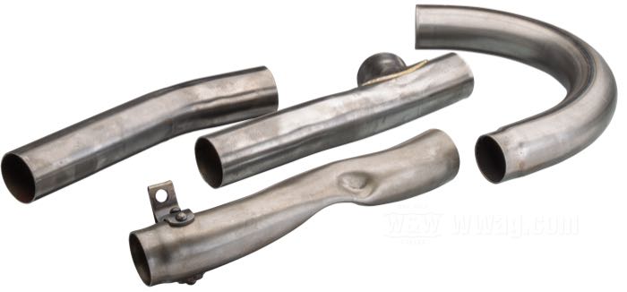 2-1 Header pipes by The GasBox; fits 74 cui and 80 cui UL Flatheads 1941-1948; steel, bare; header Ø: 1-3/4”; 4 pieces; replaces OEM HD 65445-37, 65492-39, 65446-37, and 65505-41; USA; gross weight: 1.65 kg