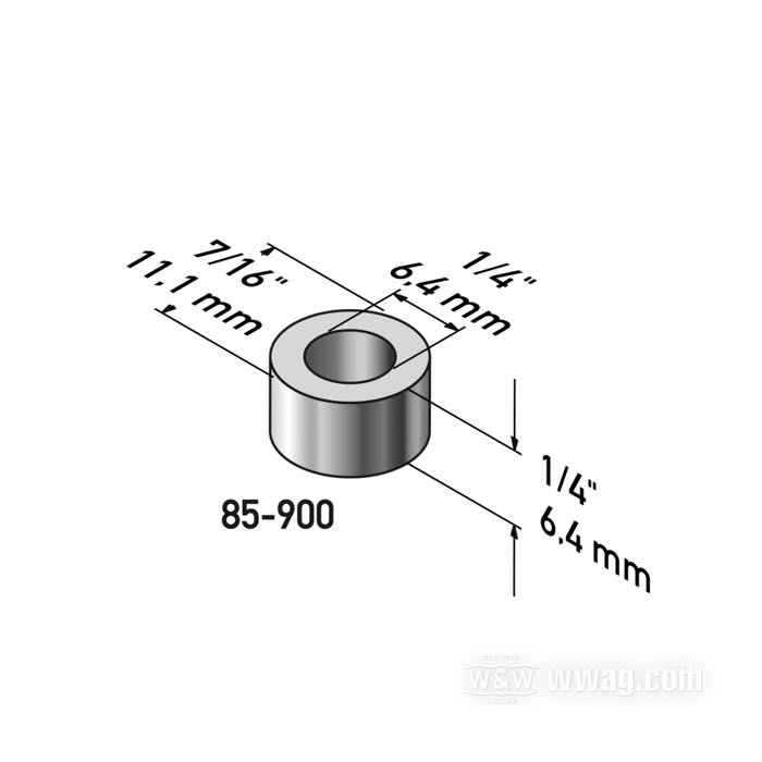 Spacer by Gardner-Westcott; steel, chrome-plated; length: 1/4 ” (6 mm); inner Ø: 1/4 ”; outer Ø: 7/16 ”; gross weight: 10 g