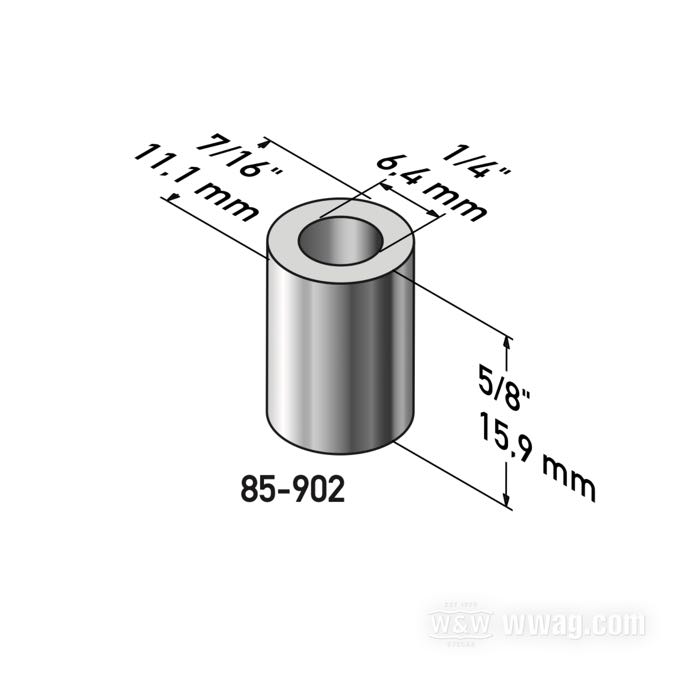 Spacer by Gardner-Westcott; steel, chrome-plated; length: 5/8 ” (16 mm); inner Ø: 1/4 ”; outer Ø: 7/16 ”; gross weight: 10 g