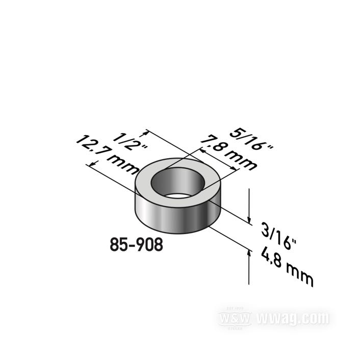 Distanziatore di Gardner-Westcott; acciaio, cromato; lunghezza: 3/16 ” (5 mm); Ø interno: 5/16 ”; Ø esterno: 1/2 ”; peso lordo: 10 g