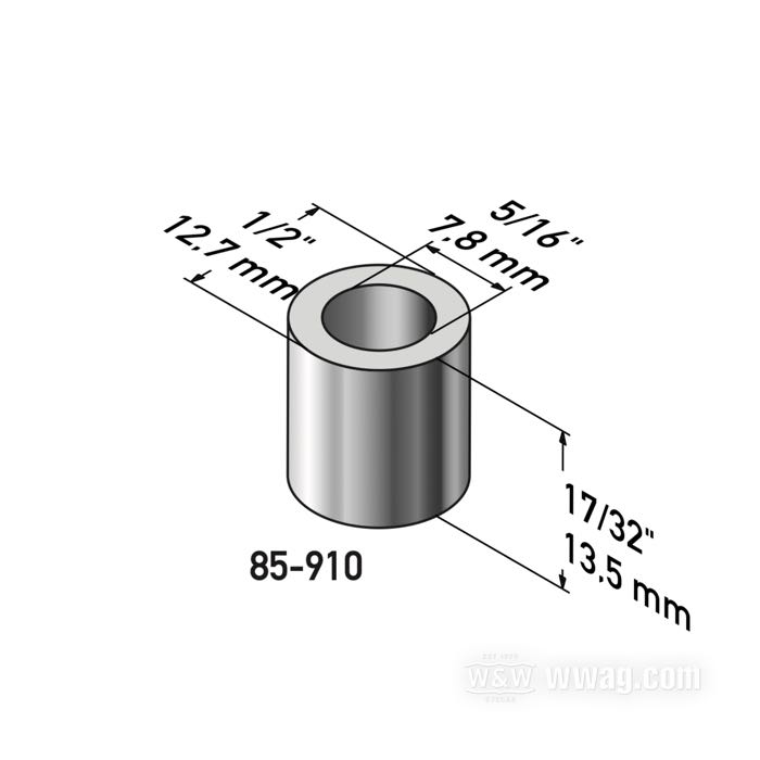 Spacer by Gardner-Westcott; steel, chrome-plated; length: 17/32 ” (13 mm); inner Ø: 5/16 ”; outer Ø: 1/2 ”; gross weight: 10 g