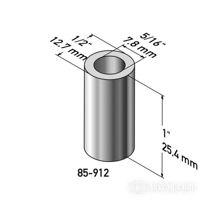 Spacer by Gardner-Westcott; steel, chrome-plated; length: 1 ” (25 mm); inner Ø: 5/16 ”; outer Ø: 1/2 ”; gross weight: 10 g