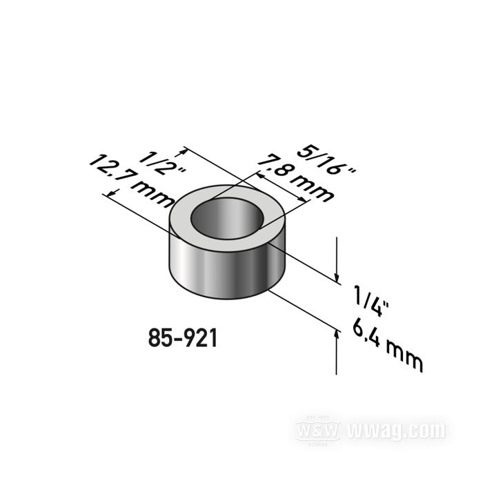 Spacer by Gardner-Westcott; steel, chrome-plated; length: 1/4 ” (6 mm); inner Ø: 5/16 ”; outer Ø: 1/2 ”; gross weight: 10 g