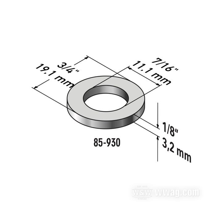 Spacer by Gardner-Westcott; steel, chrome-plated; length: 1/8 ” (3 mm); inner Ø: 7/16 ”; outer Ø: 3/4 ”; gross weight: 10 g