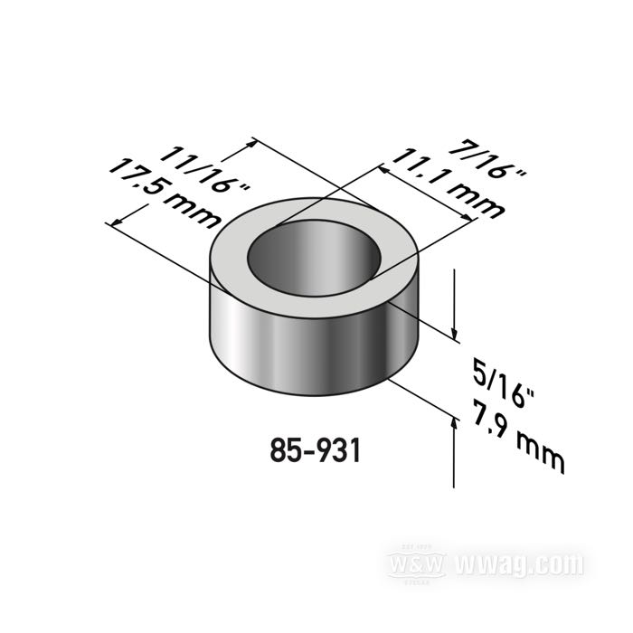 Spacer by Gardner-Westcott; steel, chrome-plated; length: 5/16 ” (8 mm); inner Ø: 7/16 ”; outer Ø: 11/16 ”; gross weight: 10 g