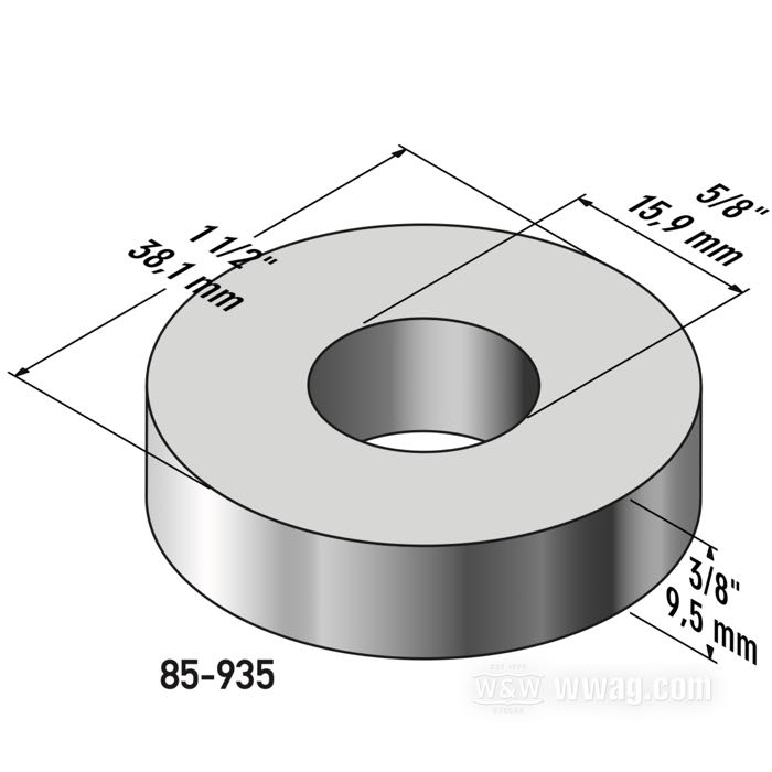 Distanziatore di Gardner-Westcott; acciaio, cromato; lunghezza: 3/8 ” (10 mm); Ø interno: 5/8 ”; Ø esterno: 1-1/2 ”; peso lordo: 70 g
