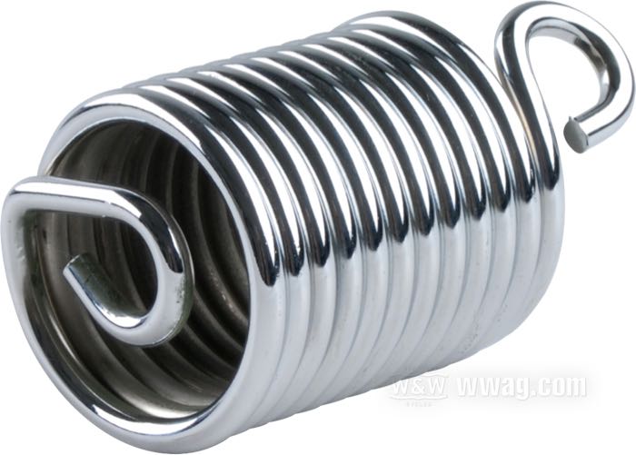 Spring; fits Big Twin, 45” 1936-1964; spring steel, chrome-plated; replaces OEM HD 52575-33; gross weight: 280 g