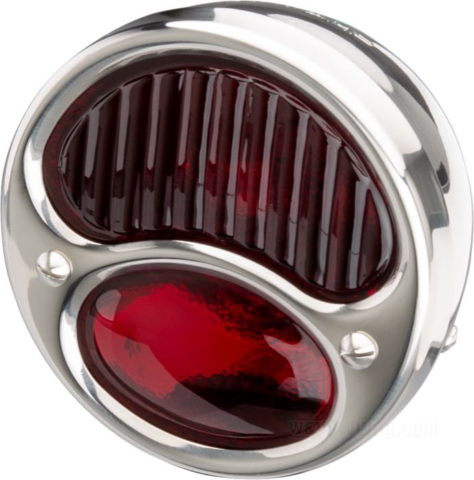 Fanalino posteriore »Duo«; acciaio / vetro, cromato; profondità: 58 mm; Ø 98 mm; tipo di lampadina: G18.5 (2x); 12 V; 8 W; basetta: BA15s (2x); con lampadina/e; con luce freno; con illuminazione targa; senza portatarga; superficie di fissaggio: piana; peso lordo: 400 g
