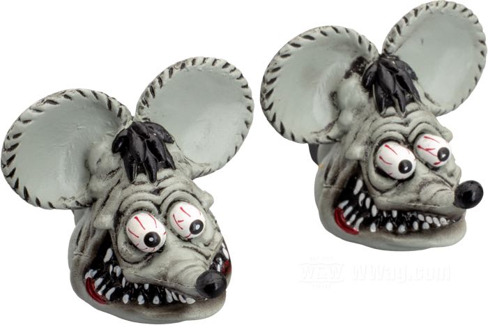 Viti »Rat Fink« di Mooneyes; per Targa; plastica / acciaio, grigio(a); L x A x P: 34 x 34 x 34 mm; filettatura: M6; con prigionieri filettati M6 e dadi; peso lordo: 50 g