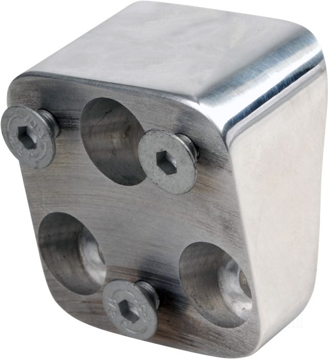 Bloc de montage de Cytec Performance; pour Embase de plaque; adaptable à Big Twin et K-Model/Sportster 1955→; alu billet, naturel; largeur x hauteur: 50 x 50 mm; poids brut: 150 g