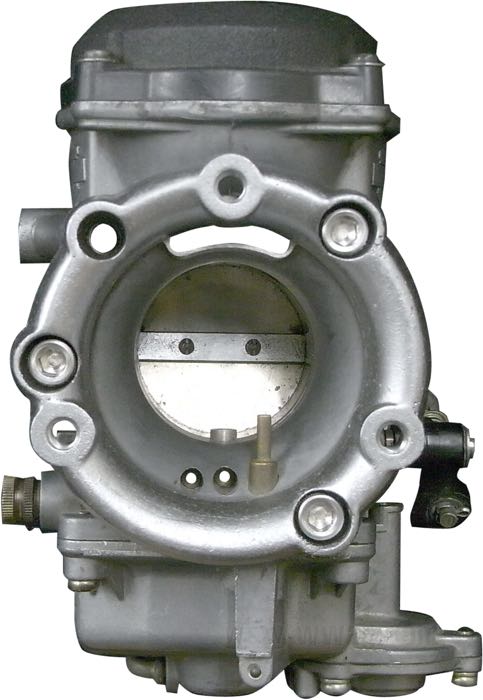 Adapter by Fork; for Keihin CV-Carburetors - Fork cover; aluminum; thickness: 14 mm; Japan; gross weight: 100 g