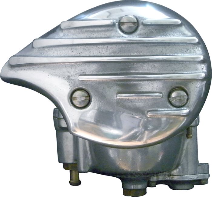 Carburetor cover »Finned« by Fork; for Super E/G carburetors; cast aluminum; Japan; gross weight: 300 g
