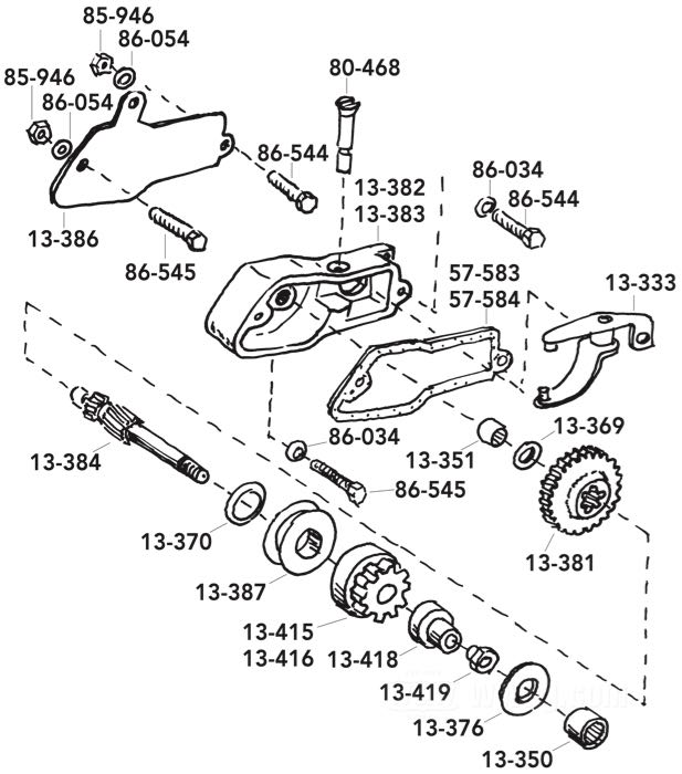 Starter Shaft and Housing for Sportster →1980