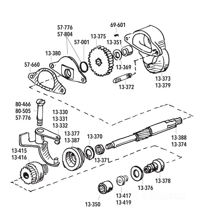 Starter Shaft and Housing Big Twin →1988