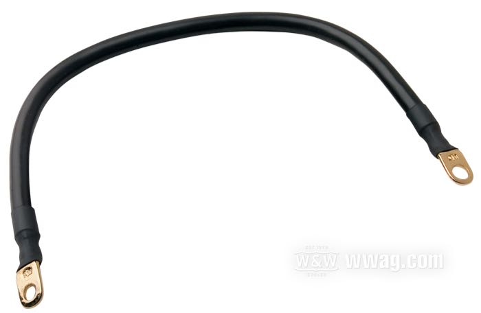 Câble de batterie de Terry; Ø oeillets: 6.6 mm et 8 mm; cuivre / laiton, noir, avec gaine en silicone; longueur: 40.5 cm; 21.0 mm²; poids brut: 140 g