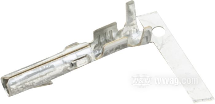 Cosse femelle; pour faisceaux OEM; adaptable à modèles 1971-1993; laiton, zingué; remplace OEM HD 72038-71A; Chine; poids brut: 1 g