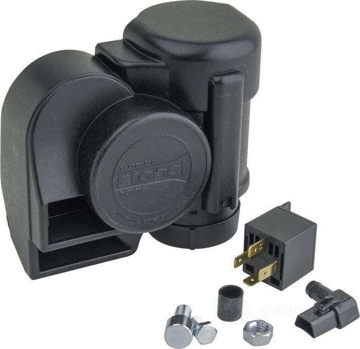 Air compressor horn »Nautilus« by stebel; plastic, black; W x H x D: 12 x 11 x 8.5 cm; 12 V; gross weight: 780 g
