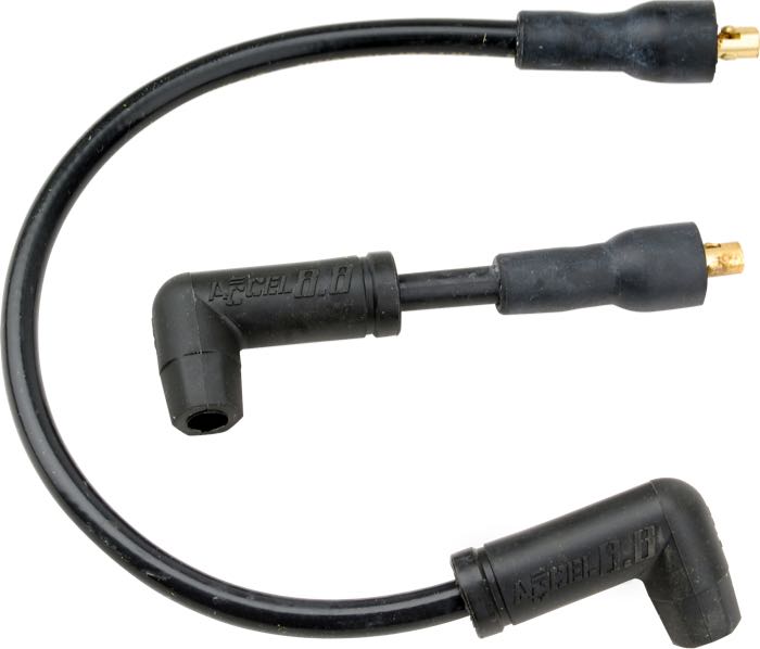 Kit cables d'allumage »8.8 Graphite« de Accel; adaptable à FLH et FX late 1978-1984; silicone, noir; Ø 8.8 mm; angle fiche côté bobine: 180°; fibre de verre-graphite; poids brut: 160 g