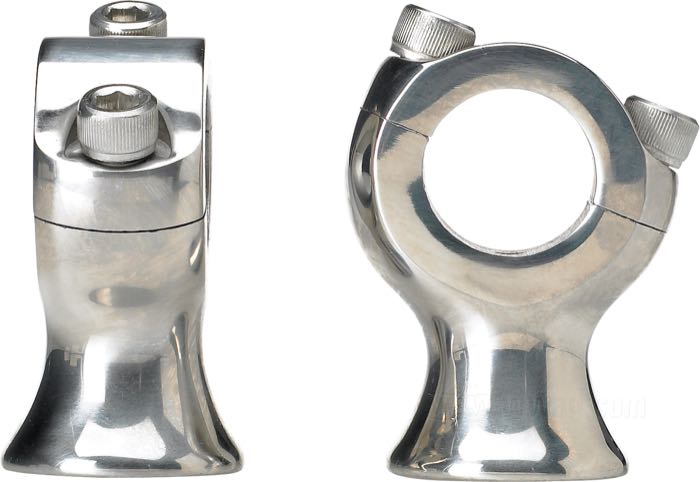 Risers »Slimline« by Biltwell Inc.; stainless steel, polished; thread: 1/2”-13; for handlebar Ø: 1 ”; measures according to drawing: H-mounting height = 45 mm, T-total height = 71 mm, F-base-Ø = 36 mm; with parts certificate; gross weight: 620 g