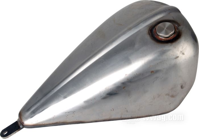 Gas tank »Bobber Style«; fits Softail 2000-2005 with carburetor; steel; volume: 8.9 l; with gas cap: pop-up; required petcock: M22 x 1; with mounting parts; gross weight: 7 kg
