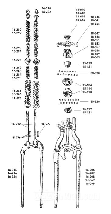 Springs; for Cannonball I-Beam and Classic Springer forks; fits all Twins 1930-1958 and C model singles 1930-1934; upper outer; spring steel, parkerized; length: 146 mm; replaces OEM HD 2618-30A, and 46055-30; gross weight: 660 g