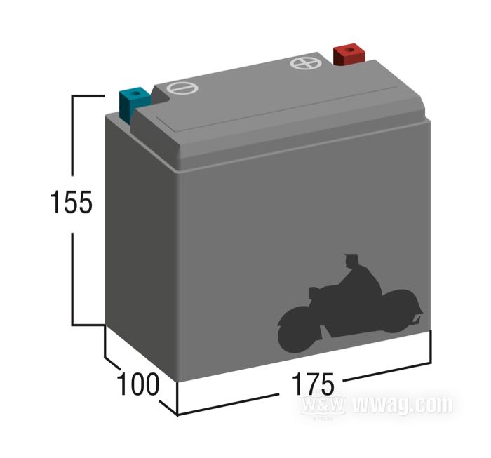 Batterie; passend für alle FXE und FXR, Sportster ab 1979-1996 mit E-Starter, Softail 1984-1990, Buell S2; B x H x T: 175 x 155 x 100 mm; 12 V; 19 Ah; Kaltstartstrom (SAE): 330 A; Polanschlüsse: M6 (Schrauben im Lieferumfang); ersetzt OEM HD 65991-82, 65991-75 und 66000209; USA; Bruttogewicht: 7.5 kg
