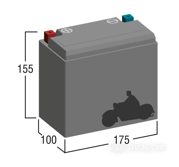Battery »HVT-04« by intAct Battery-Power; fits Softail and Dyna Glide 1991-1996; black; W x H x D: 175 x 155 x 100 mm; 12 V; 22 Ah; cold cranking current (EN): 300 A; pole connections: M6 (screws included); replaces OEM HD 65989-90, and 66000211; gross weight: 6.79 kg