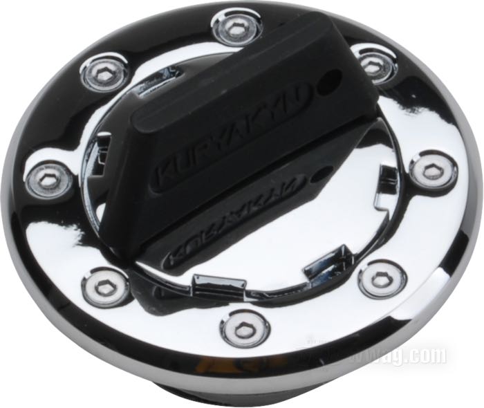 Bouchon de réservoir »Fat Bob Style« de Kuryakyn; adaptable à FL(H) 1983-1984, FX 1983-1985, Softail 1984-1999; aluminium, chromé, vis à gauche; sans aération; avec clef; poids brut: 200 g
