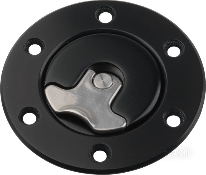 Bouchon de réservoir »Aero 200« de Newton Equipment; non fermant à clé; aluminium, anodisé noir; bouchon diam. extér.: 45 mm; diam. extér. du flanc: 80 mm; sans aération; poids brut: 140 g