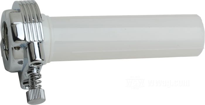 Gasgriff; passend für Modelle 1981-1995; für Doppelgaszug; Aluminiumguss / Kunststoff, verchromt, ohne Gummis; Ø 1-1/8”; Maximaler Hub: 44 mm; Bruttogewicht: 80 g