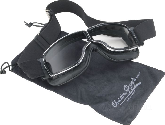 Schutzbrille »4182« von Aviator Goggle; Azetat / Schaumgummi, schwarz, verchromt; Material der Gläser: Polycarbonat; Farbe/Typ der Gläser: klar; kann über Korrekturbrillen und Sonnenbrillen getragen werden; mit Etui; Frankreich; Bruttogewicht: 156 g