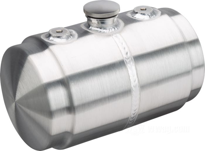 Serbatoio olio »Barrel« di Mooneyes; alluminio, naturale; lunghezza: 26 cm; Ø 14.5 cm; volume: 3.8 l; con minuteria di fissaggio e tappo serbatoio; peso lordo: 1.6 kg