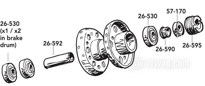 fits FL(H) 1967-1972 front/rear, FX 1971/72 rear; steel