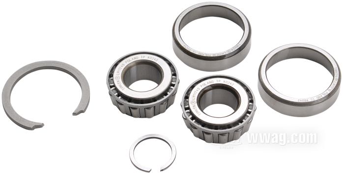 Rodamiento cónico; apropiado para Sportster 1982-1999, Dyna 1991-2002; derecha; acero; clase de tolerancia: RBEC 1; Ø int. x Ø ext.: 17.4 x 40 mm, grosor: 14.6 mm; reemplaza OEM HD 47082-81; peso bruto: 180 g