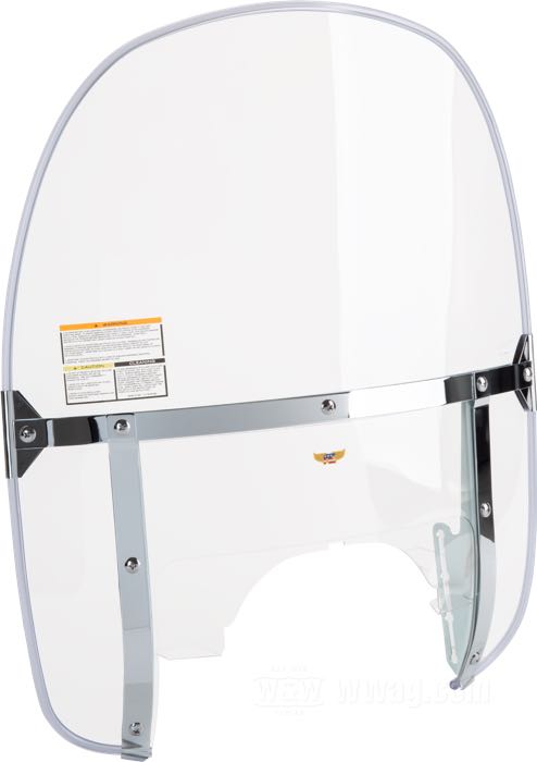 Parabrezza di National Cycle; atto per FL(H) 4 marce 1960-1984; Lexan / acciaio, chiaro, contornato, lastre inferiori chiare; misure in cm secondo disegno: 50 x 60 x 18 (A x B x C); con omologazione nazionale tedesco; U.S.A.; peso lordo: 3.2 kg