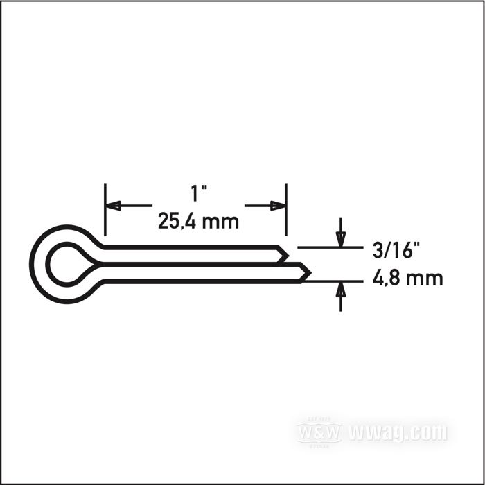 Coppiglia; acciaio, parkerizzato; lunghezza: 1”; Ø 3/16”; rimpiazza OEM HD 0295 e 566; peso lordo: 5 g