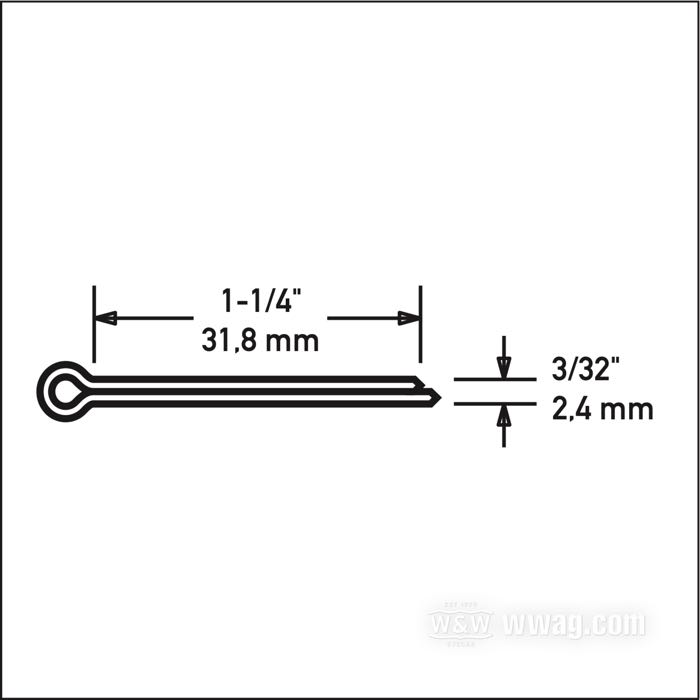 Goupille fendue; acier, zingué; longueur: 1-1/4”; Ø 3/32”; remplace OEM HD 513; poids brut: 10 g