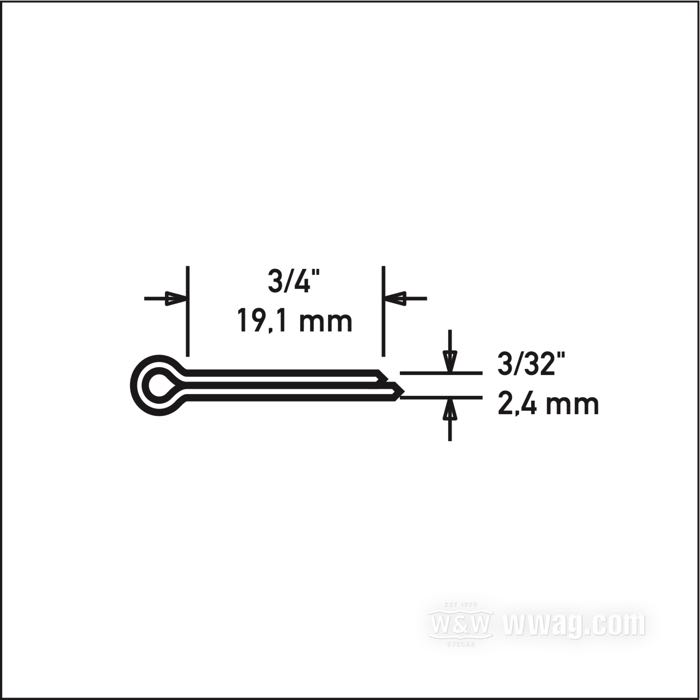 Coppiglia; acciaio, zincato; lunghezza: 3/4”; Ø 3/32”; peso lordo: 10 g