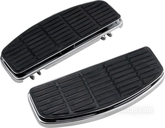 Plataformas »Late Style«; apropiado para Touring 1980-2005 y Softail Heritage y Fat Boy 1986-2017; acero / goma, cromado; reemplaza OEM HD 50621-79A; peso bruto: 3.3 kg