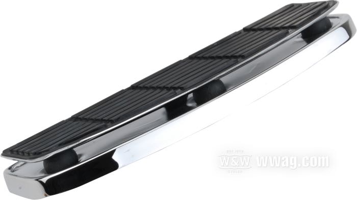 Plataformas »Late Style«; apropiado para Touring 1980-2005 y Softail Heritage y Fat Boy 1986-2017; acero / goma, cromado; reemplaza OEM HD 50621-79A; peso bruto: 3.3 kg