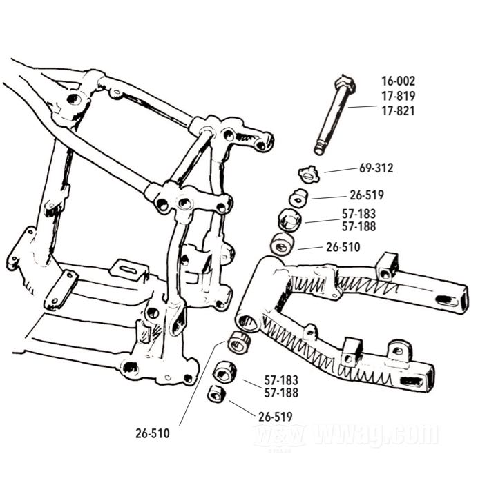 Swingarm Axle and Bearings for 4-Speed FL and FX