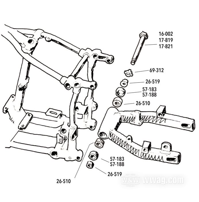 Swingarm Axle and Bearings for 4-Speed FL and FX