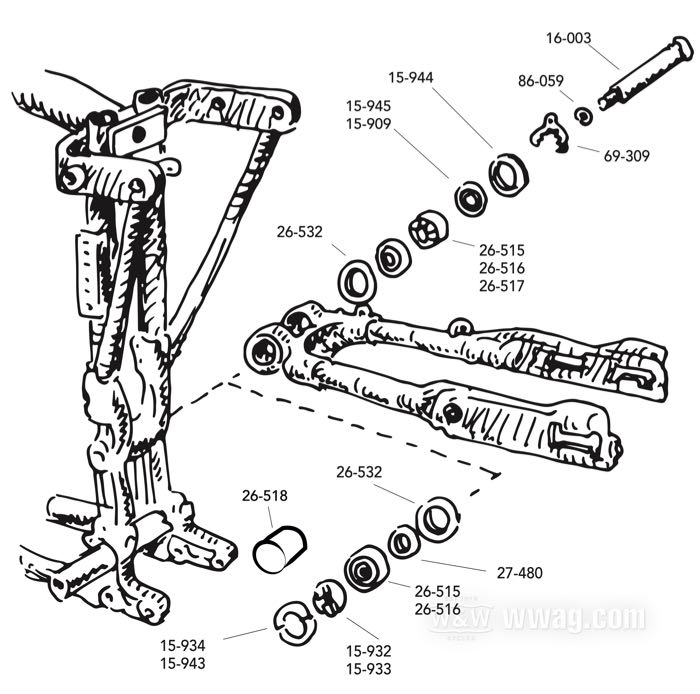 Swingarm Bearings and Parts for Sportsters