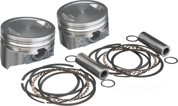 Pistones de KB Performance Pistons; para conversión 883ccm→1200ccm; apropiado para Sportster 883 1986-2008; aluminio; tamaño: +0.000 ”; Recorrido: 3-13/16 ”; diámetro nominal: 3-1/2 ”; 1200 cm³; compresión: 10:1; EE. UU.; peso bruto: 1.1 kg